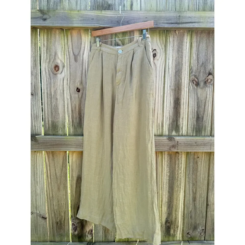 Zara Linen Wide-Leg Trousers XS